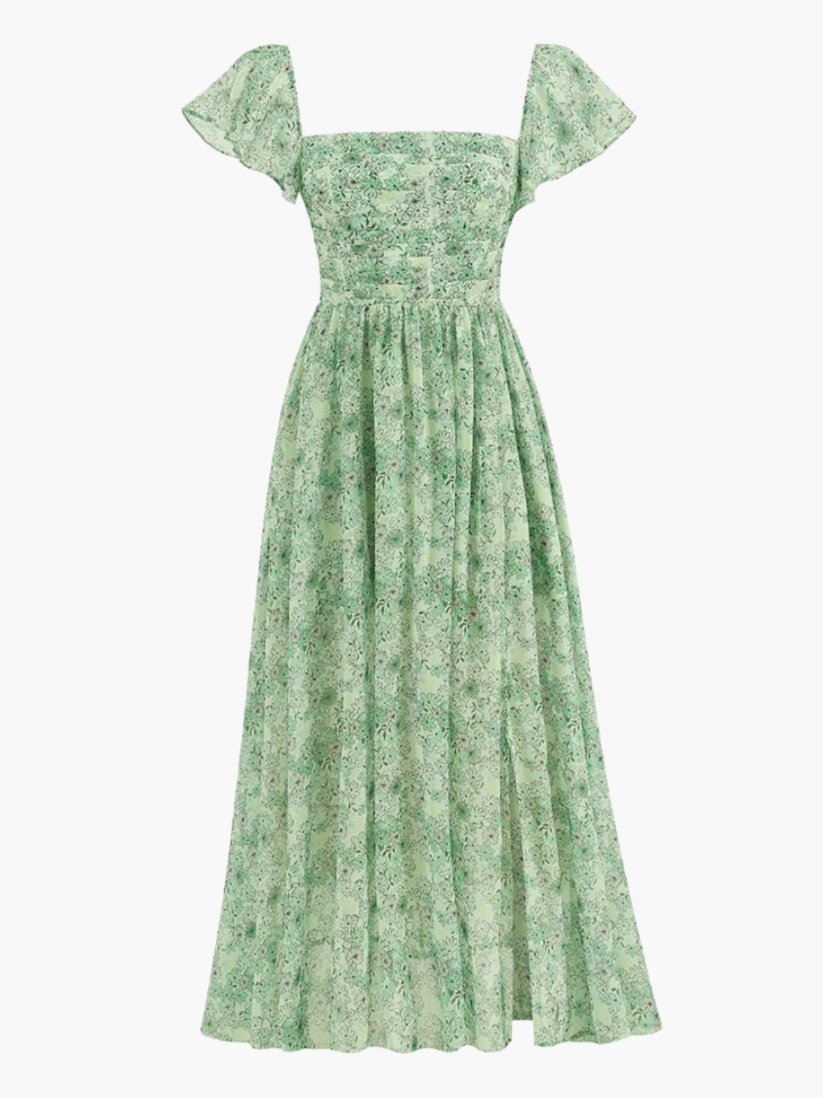 Gretel - Midikleid mit plissiertem Oberteil und Schlitz