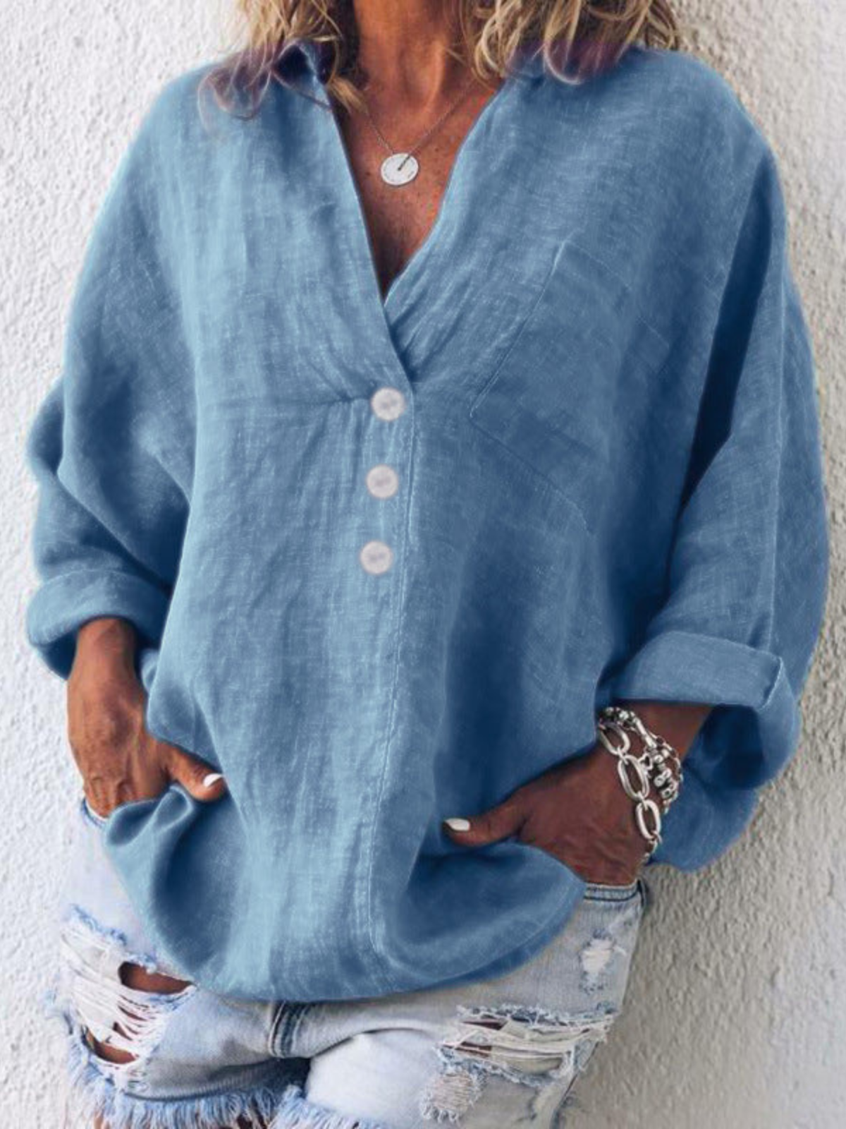 Maeve™ - Eleganter Pullover aus Baumwolle und Leinen
