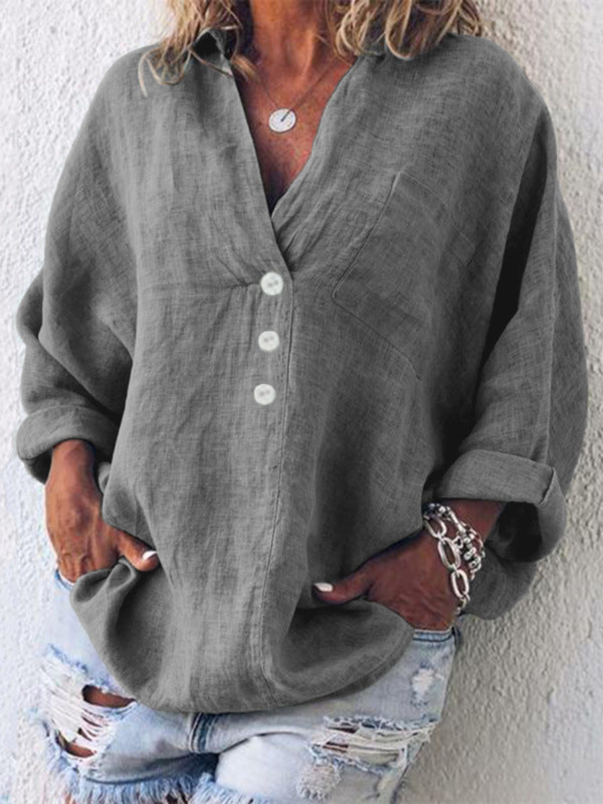 Maeve™ - Eleganter Pullover aus Baumwolle und Leinen