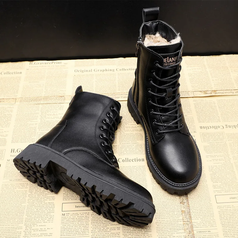 Andrea - Schwarze Winterstiefel aus Leder