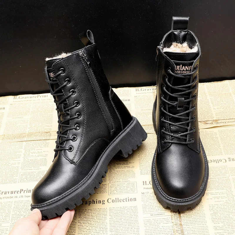 Andrea - Schwarze Winterstiefel aus Leder